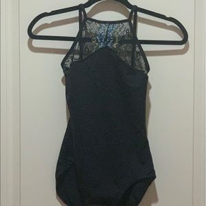 Leotard w/ blue and gold floral lace detail